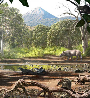 Cenozoic animals near a watering hole